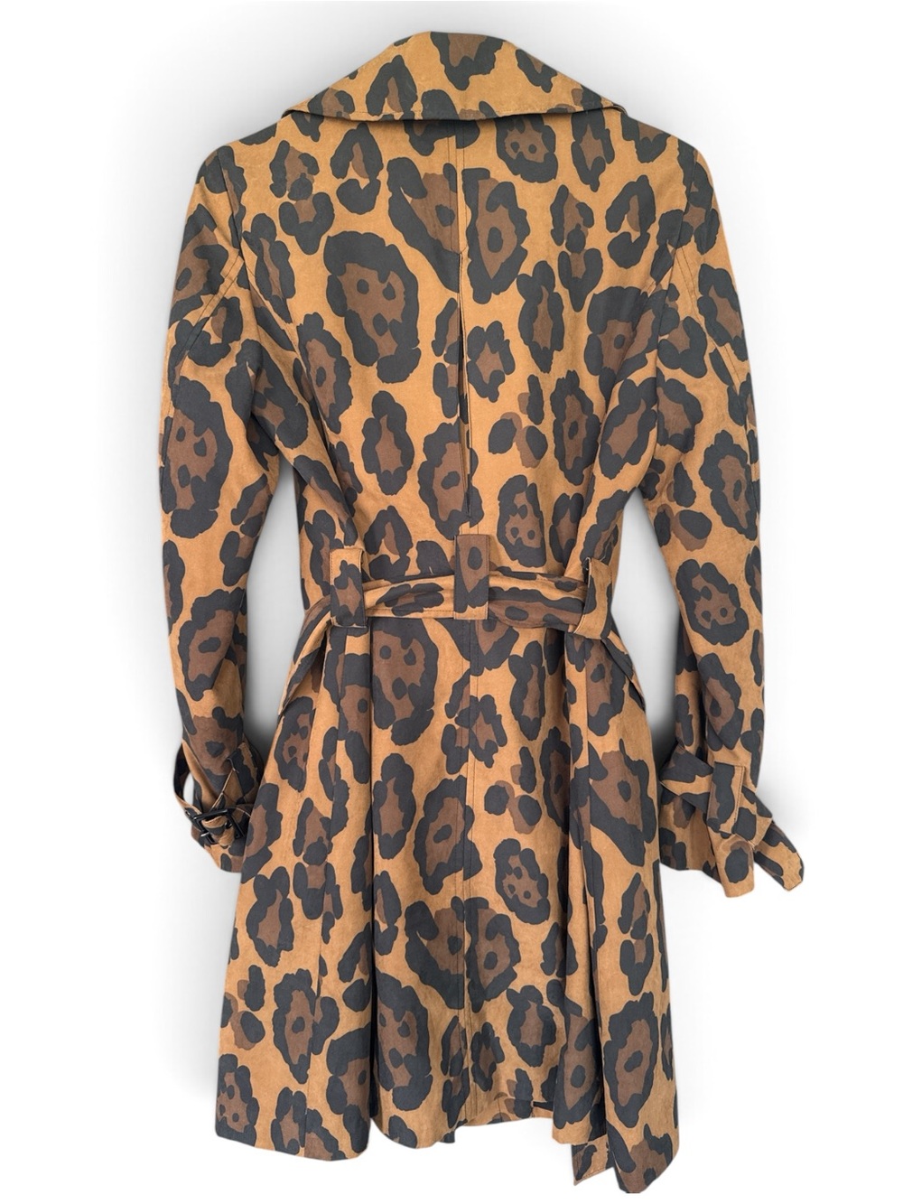 INC International Concepts Tan and Black Leopard Long Sleeve Belted Jacket - Picture 3 of 6